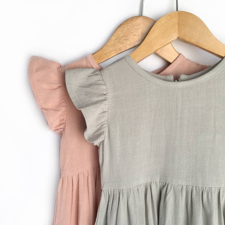 Carken Design – Großhandel Kleid – Kinder – Grau Leinen-Kleid1