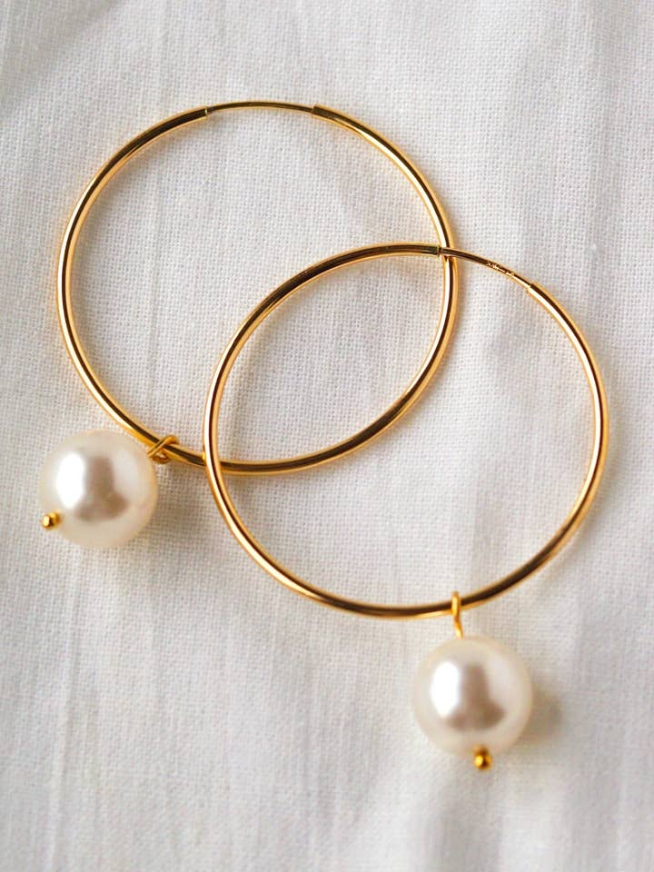 Clark Hoop Earrings- White for wholesale by NOORNOIR