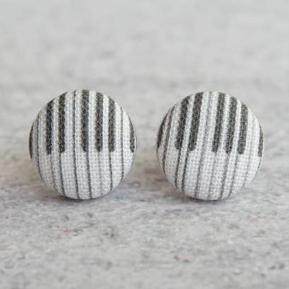 Piano Key Earrings Fabric Button Earrings for wholesale by Rachel O's