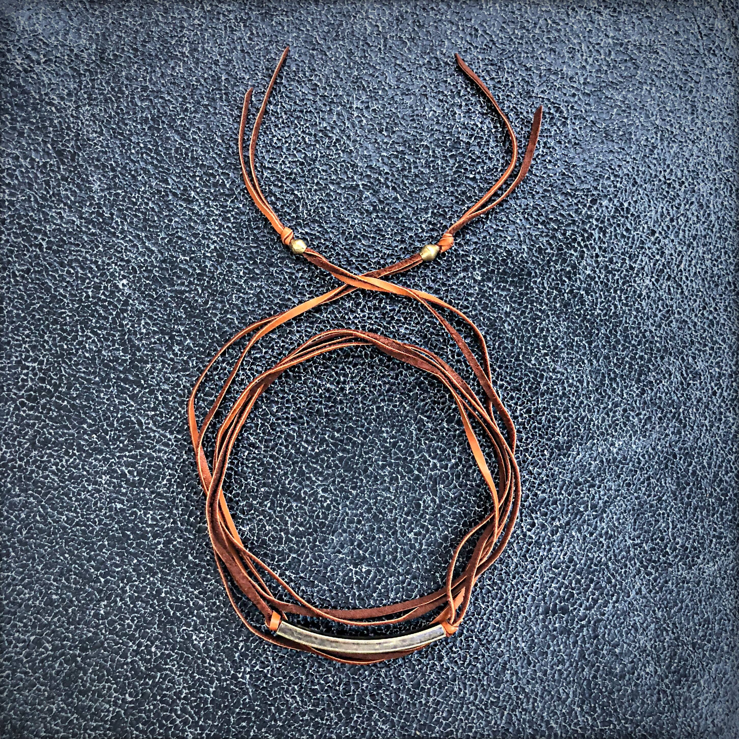 ASTALI - Wholesale Choker/Collar - Leather Wrap Choker - Rust & Brass, Western Necklace/Hatband6