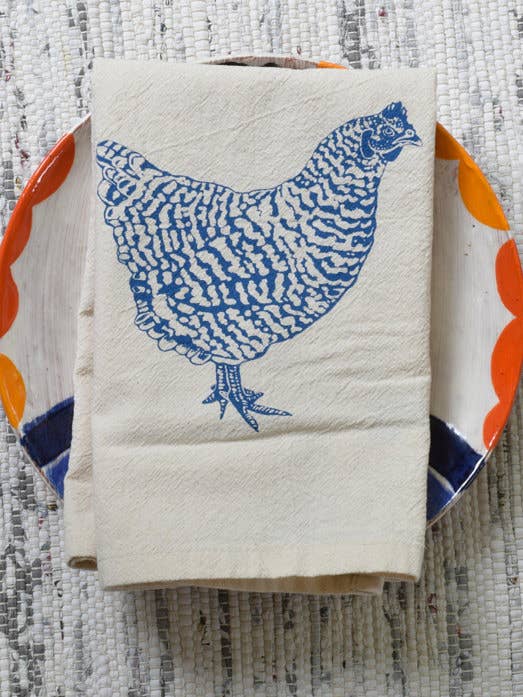 Servetten van biologisch katoen - Kip in blauwviolet - Set van 4 voor wholesale door Hearth and Harrow