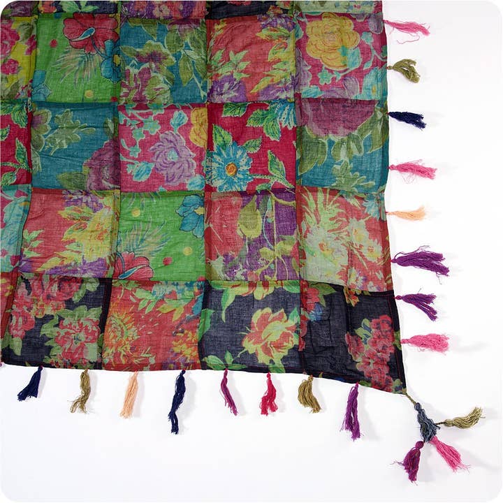 Zig Zag Asian Collection - Wholesale Scarf – Women's - Patchwork Scarf with Tassels4