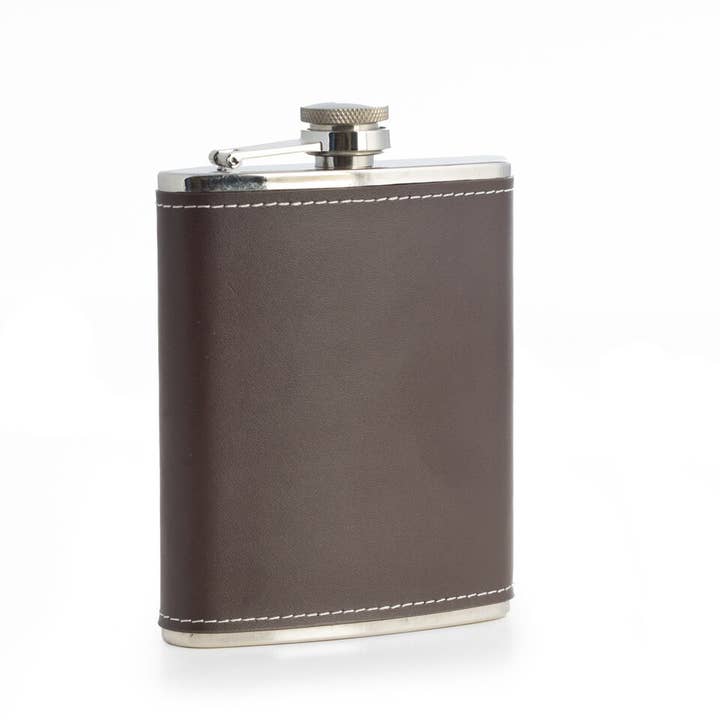 Brown Leather Flask for wholesale by BeyBerk International