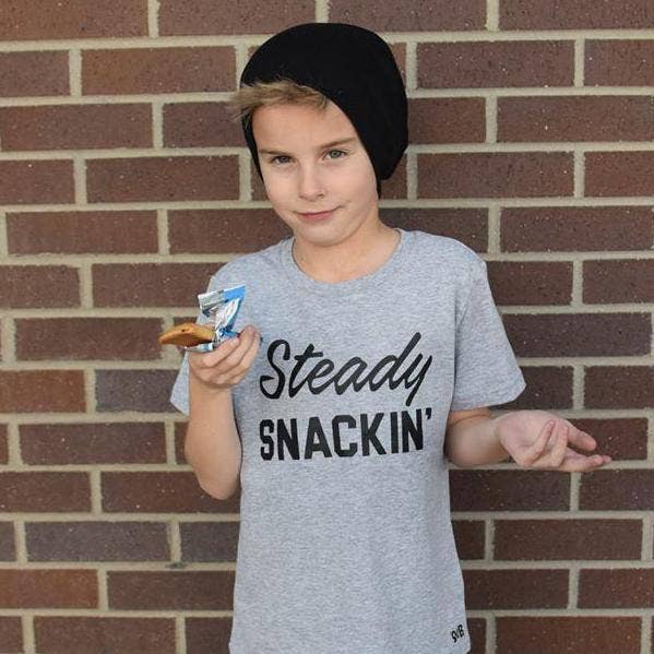 Steady Snackin' Kid's Shirt for wholesale by spillthebeansetc