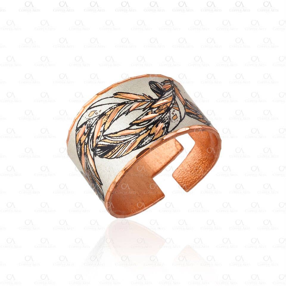 COPPER ARTS INC. - Wholesale Cocktail/Statement Ring - RBN 02 Feather Handmade Rings