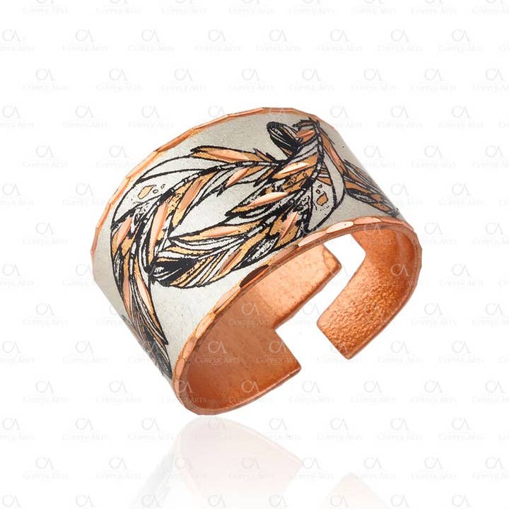 COPPER ARTS INC. - Wholesale Cocktail/Statement Ring - RBN 02 Feather Handmade Rings