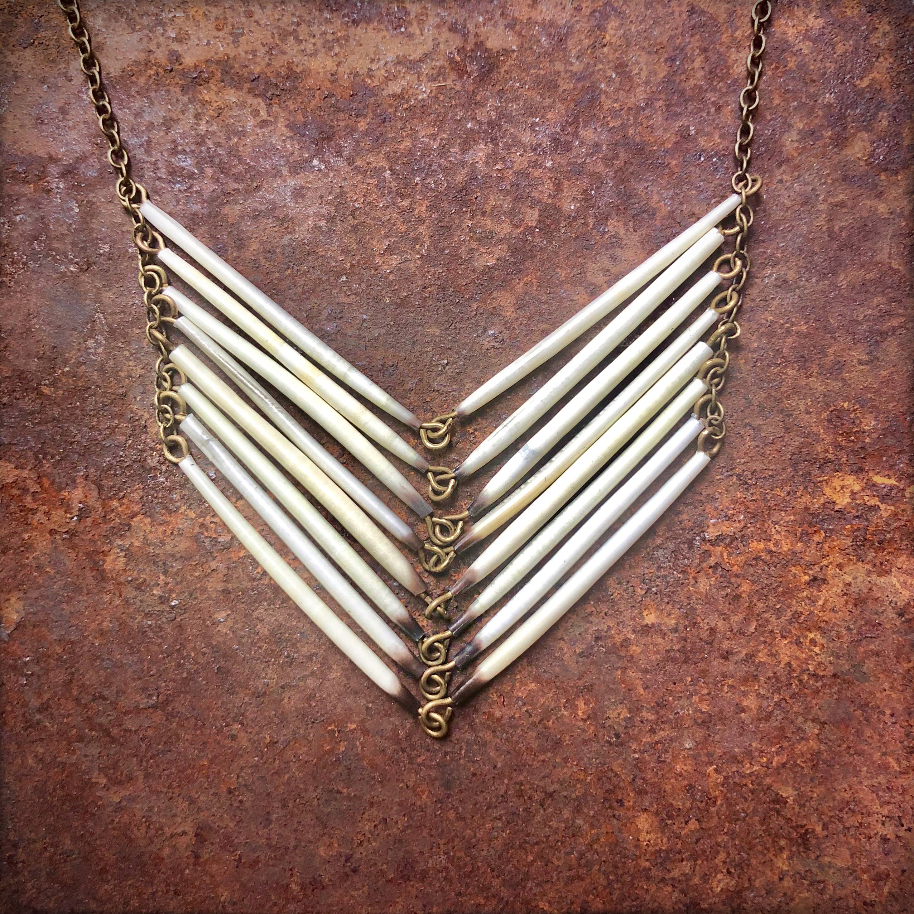 ASTALI - Wholesale Pendant/Charm Necklace - Porcupine Quill Chevron Necklace, Black/Brown & Ivory/White7