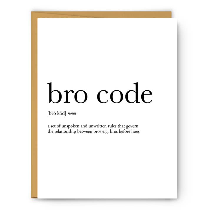 Bro Code Definition - Love & Friendship Card for wholesale by Footnotes