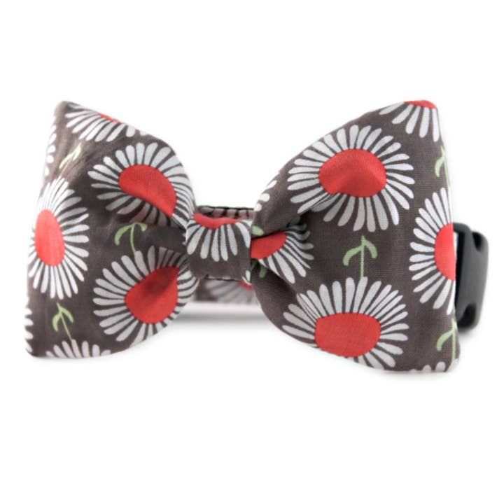 Daisies In Taupe Nœud papillon Collier pour chien Taille M pour la vente par Sophisticated Pup