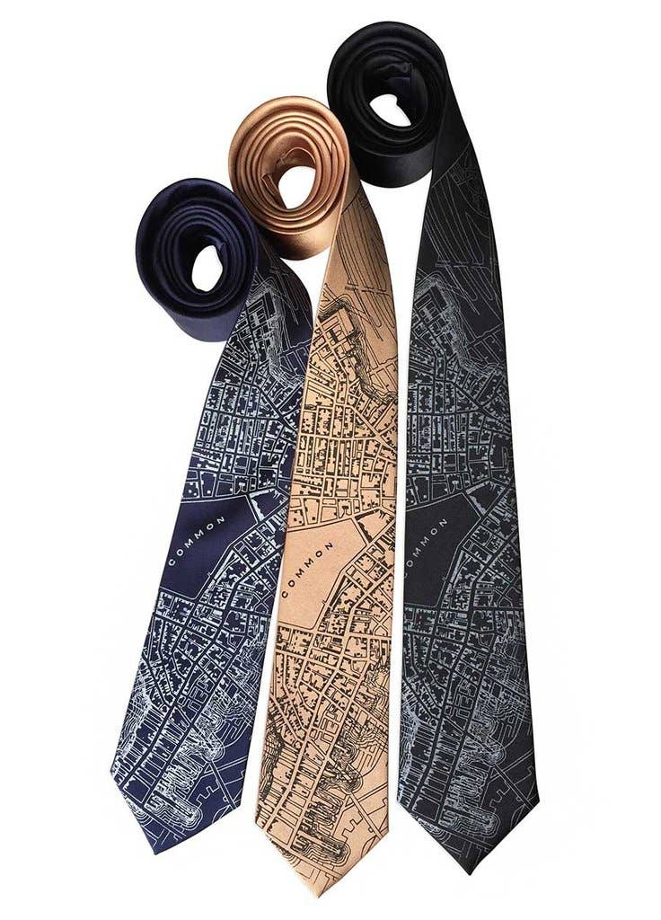Cyberoptix Tie Lab - Wholesale Necktie - Men's - Boston Map Necktie, 1814 Vintage Map Print Tie2