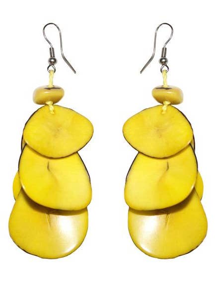 Pendientes Tagua gota amarillo para venta al por mayor de Inspired Peru