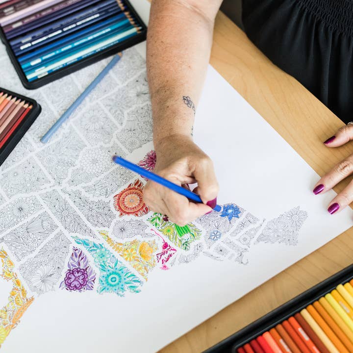 Anna Grunduls Design - Wholesale Coloring & Activity Book - Adult - Flowers United States Coloring Map13