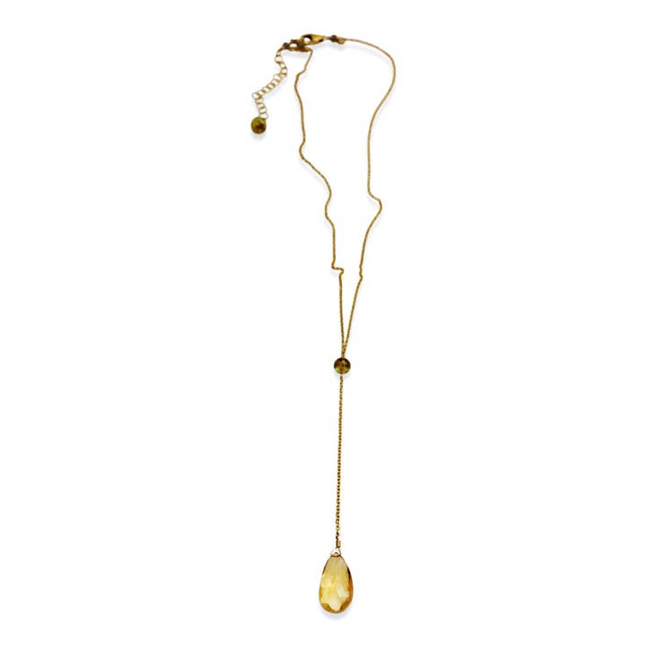 Collier simple goutte citrine et saphir pour la vente par Delisch Jewelry & Accessories