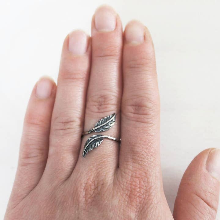Double Feather Ring for wholesale by Ivy & Gold Handcraft