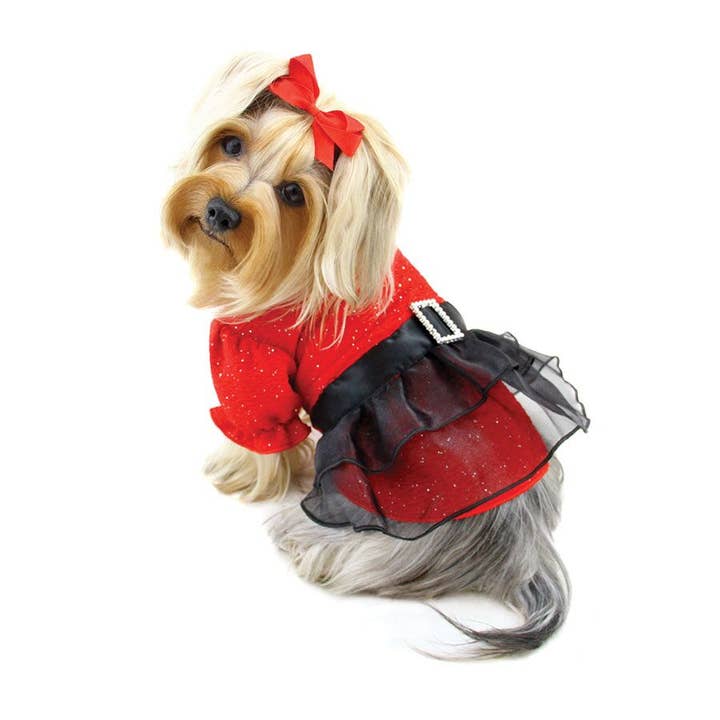 Klippo Pet - Wholesale Pet Dress - Dog - Sparkling Red Dress with Puffy Sleeves