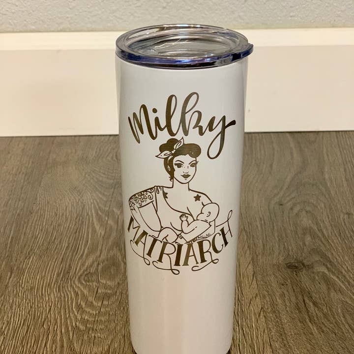 Milky Matriarch Breastfeeding 20oz Engraved Cup w/ Lid+Straw for wholesale by spillthebeansetc