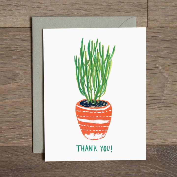 Set of 6 Green Blooms Thank You Cards for wholesale by The Stationery Bakery