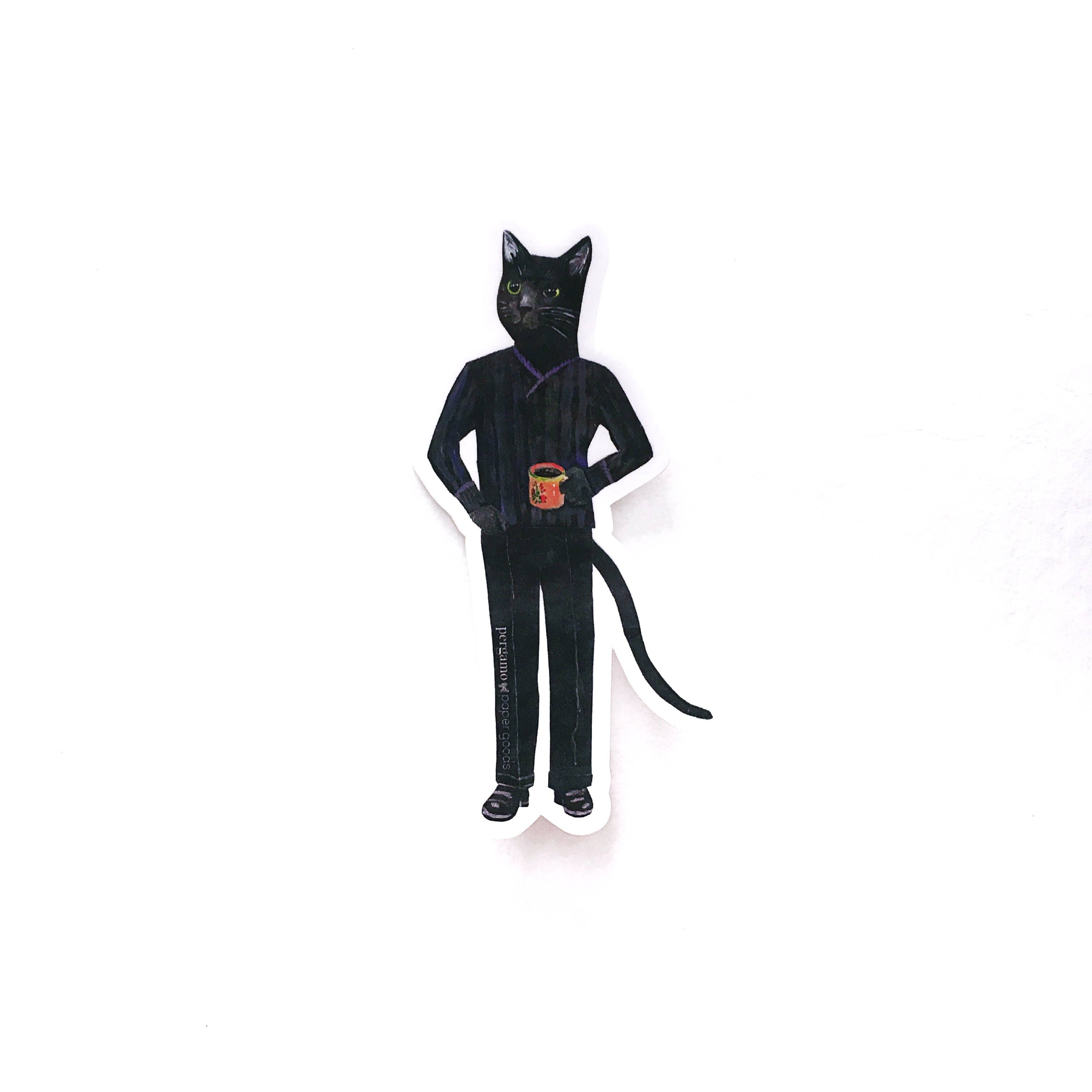 Pergamo Paper Goods - Wholesale Sticker - Black Cat Black Coffee Sticker1
