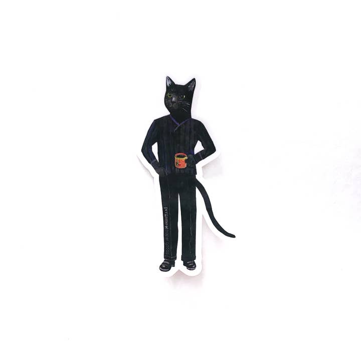 Pergamo Paper Goods – wholesale Sticker – Black Cat Black Coffee Sticker1