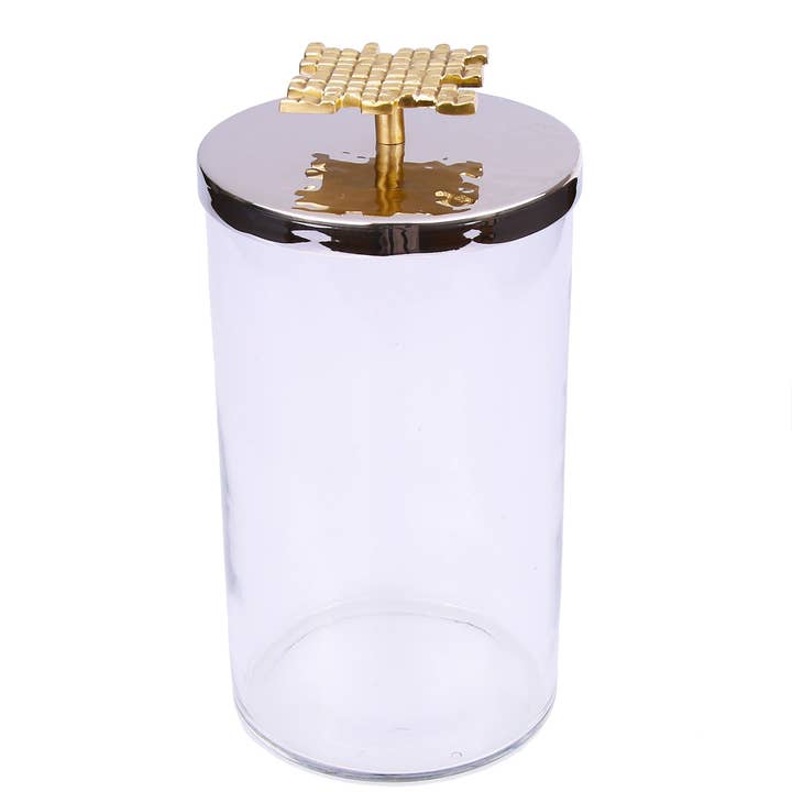CLASSIC TOUCH DECOR INC. - Wholesale Canister - Medium Canister With Lid - Gold/ Nickel