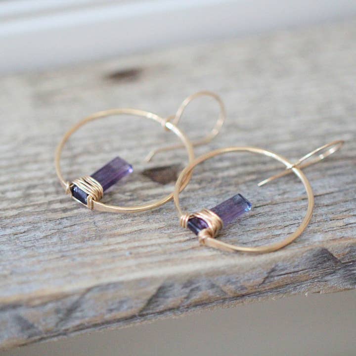 Saressa Designs - Wholesale Hoop Earrings - Sunrise Hoops - Fluorite