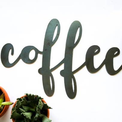 Coffee Metal Word Sign for wholesale by Iron Maid Art