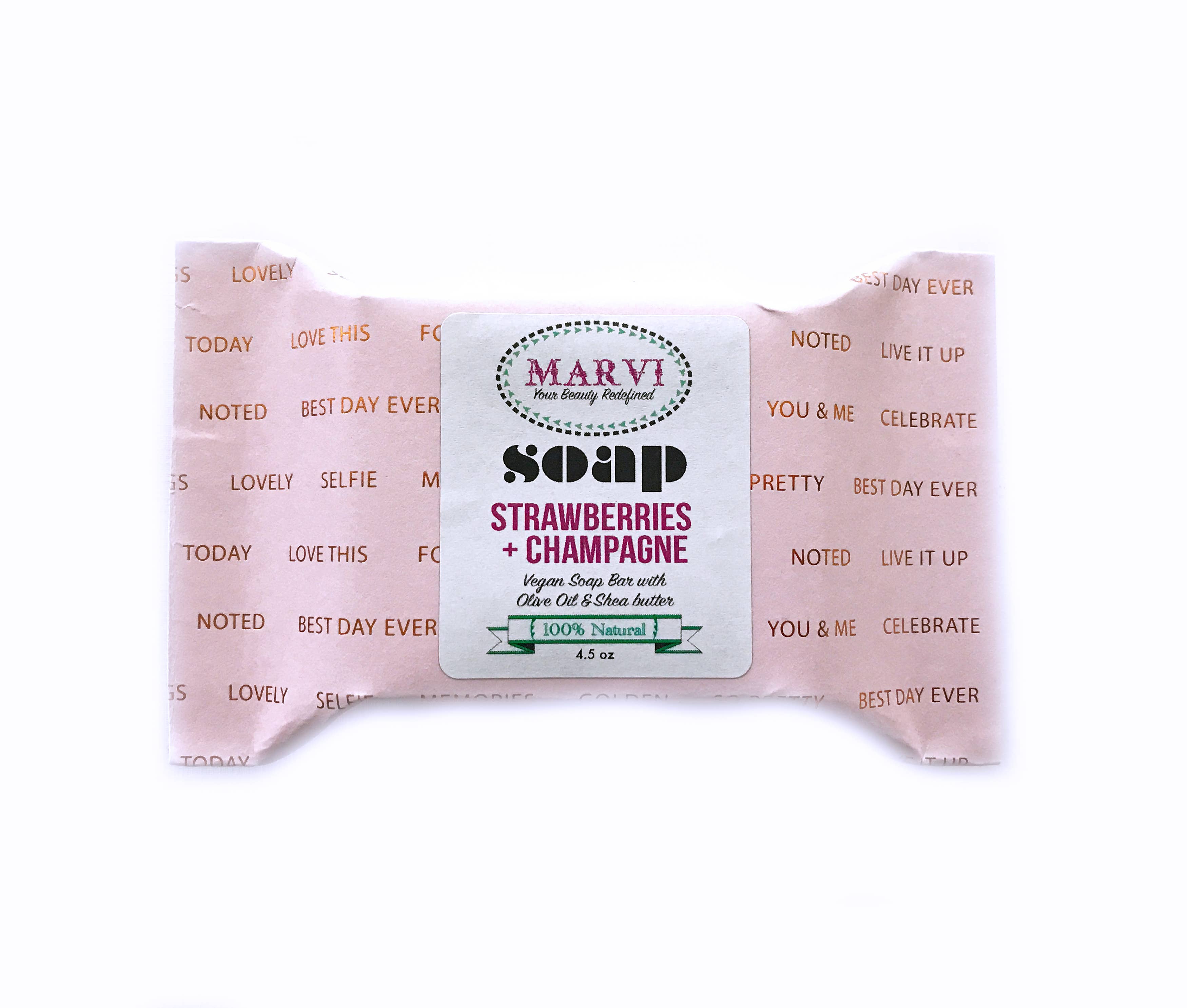 Marvi Beauty - Wholesale Bar Soap - Strawberries + Champagne Soap2