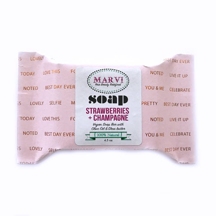 Marvi Beauty - Wholesale Bar Soap - Strawberries + Champagne Soap2