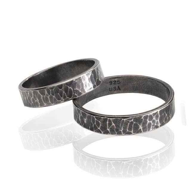 Hammered Heavy Planish Mark Ring for wholesale by DMG Designs