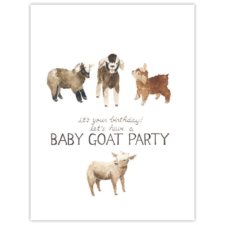 Yardia – wholesale Birthday card – Baby Goat Party - Farm Goats Birthday Card