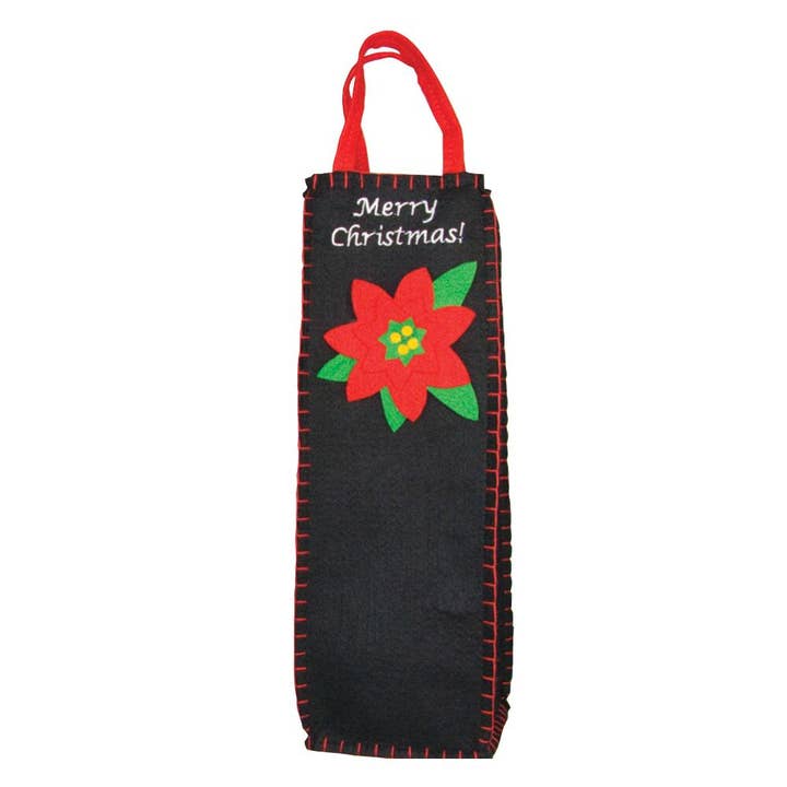 Groovy Holidays - Wholesale Wine Gift Bag - Christmas: Pointsetta Wine Bag
