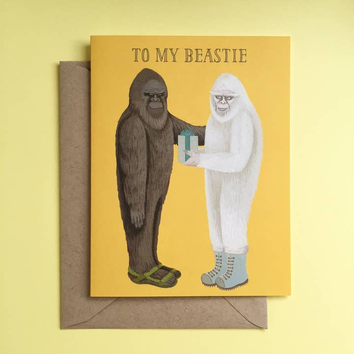 Yeppie Paper - Wholesale Birthday Card - Beastie Bigfoot Sasquatch & Yeti Best Friends Birthday Card