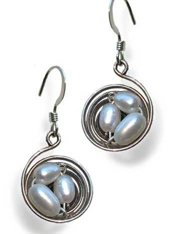 Nest Örhängen - Cirkulär Silver med pärlor för wholesale av LeDanse Limited Edition Jewelry