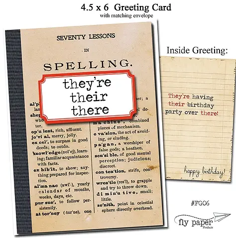 Fly Paper Products - Wholesale Birthday Card - They're, Their, There Birthday Greeting Card1