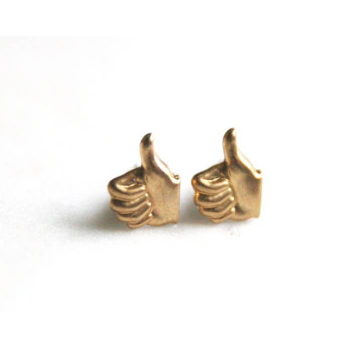 Thumbs Up or Thumbs Down Brass Earrings for wholesale by Peachtree Lane Co.