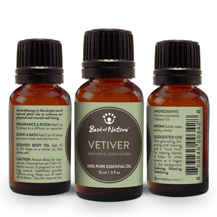 Best of Nature - Wholesale Essential Oil - Vetiver Essential Oil, 100% Pure - 15ml