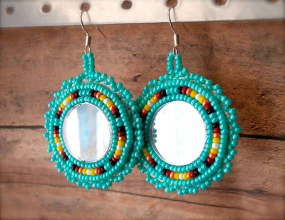 round beaded native earrings