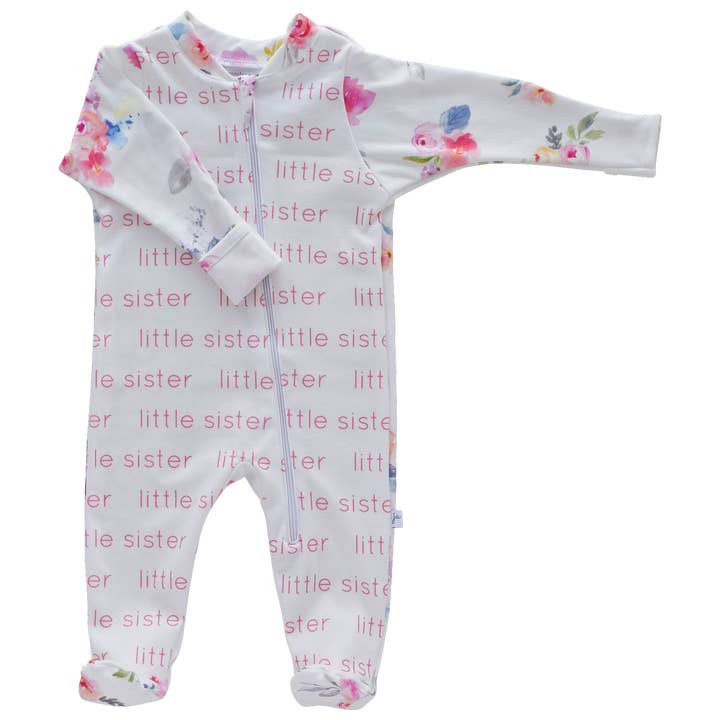 Grenouillère Petite Sœur Bio - jardin fleuri pour la vente par Jennifer Ann