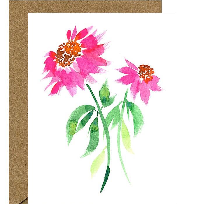 Watercolor Coneflower Notecard for wholesale by Pink Bathtub Designs