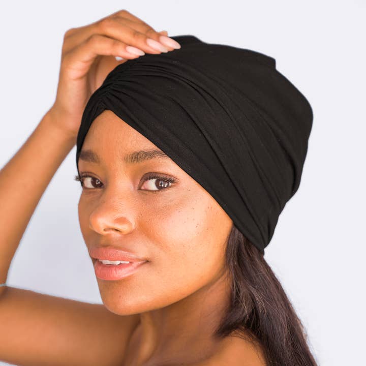 KITSCH - Wholesale Sleep Cap / Bonnet - Women's - Sleep Beanie with Satin lining - Black