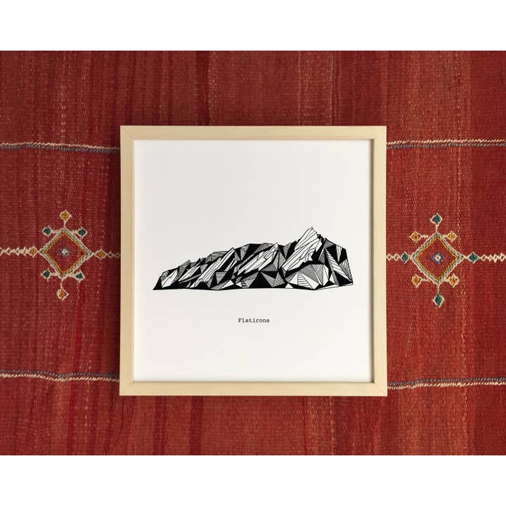 12'' x 12'' Flatirons Boulder Colorado Polygonal Drawing Art Print for wholesale by Tim Plus April