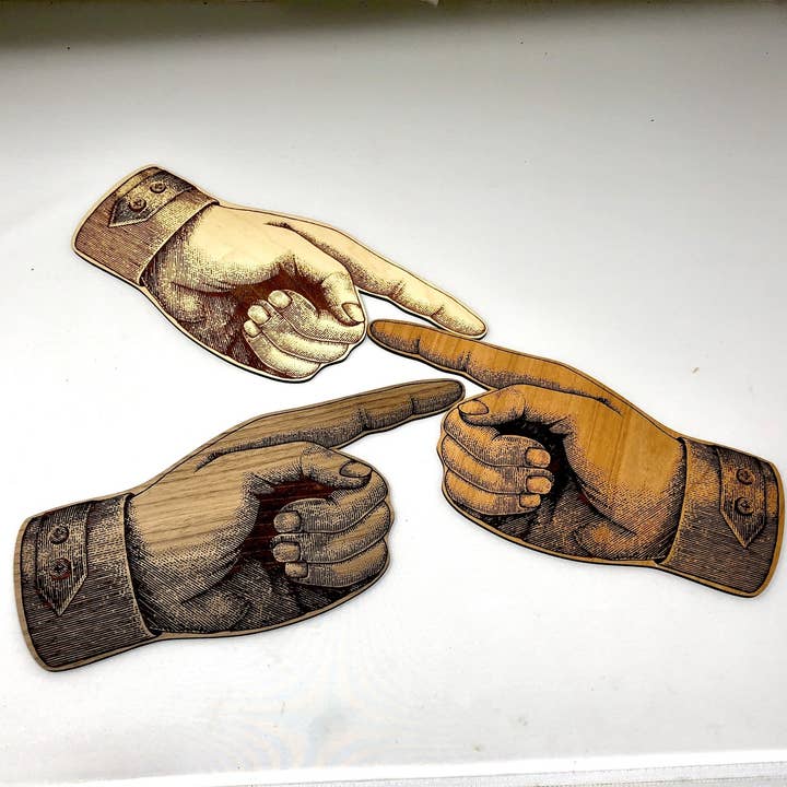 Sign / Wall Art Decor - Edwardian Pointing Hand, Vintage for wholesale by Insert Brand Here Shop