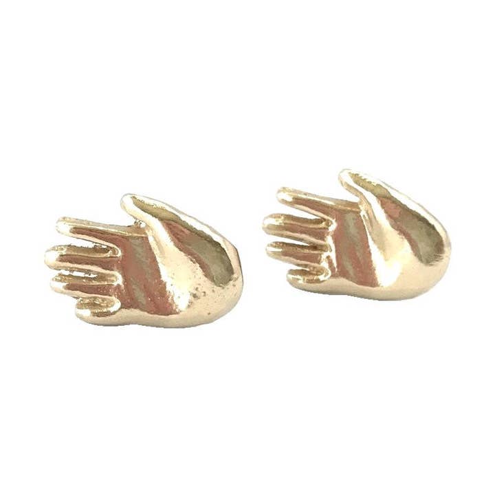 Petites boucles d'oreilles main pour la vente par Therese Kuempel Jewelry