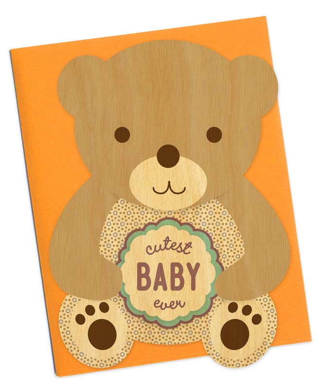 Night Owl Paper Goods - Wholesale Baby Card - Brown Bear Wood Congratulations Card1