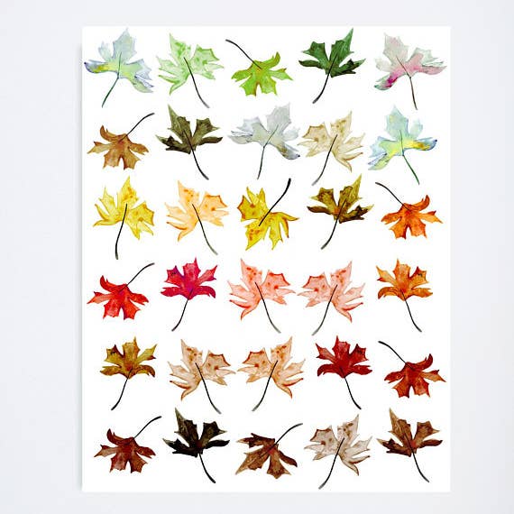 Ombre Fall Leafs 8X10 Art Print for wholesale by Shannon Kirsten Illustration
