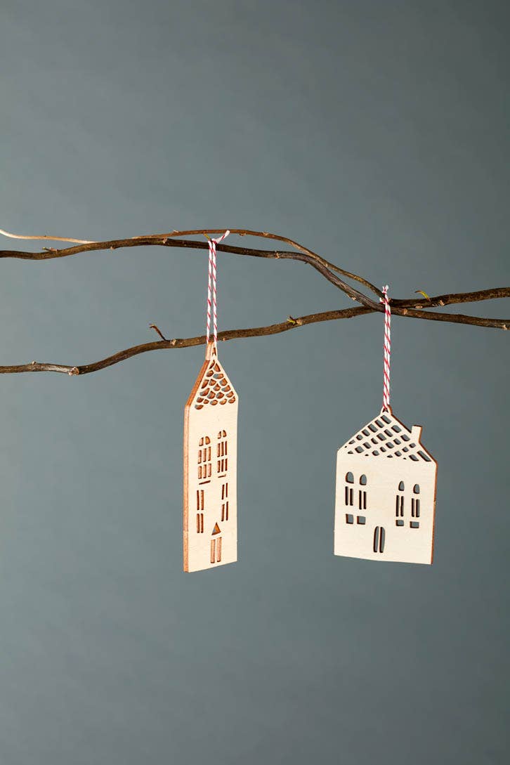 Light + Paper - Wholesale Ornament Set - Little House Wooden Ornaments2