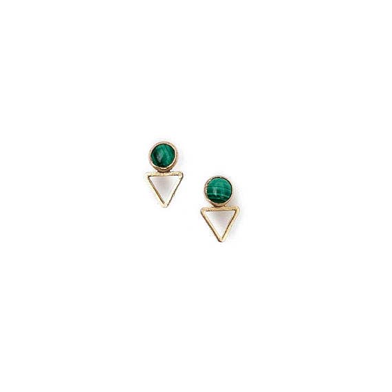 Malachiet Tiny Elder Studs voor wholesale door Michelle Starbuck Designs