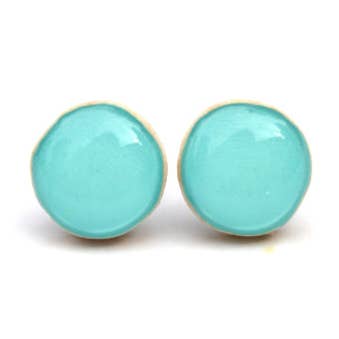 Boucles d'oreilles en bois bleu océan pour la vente par Starlight Woods