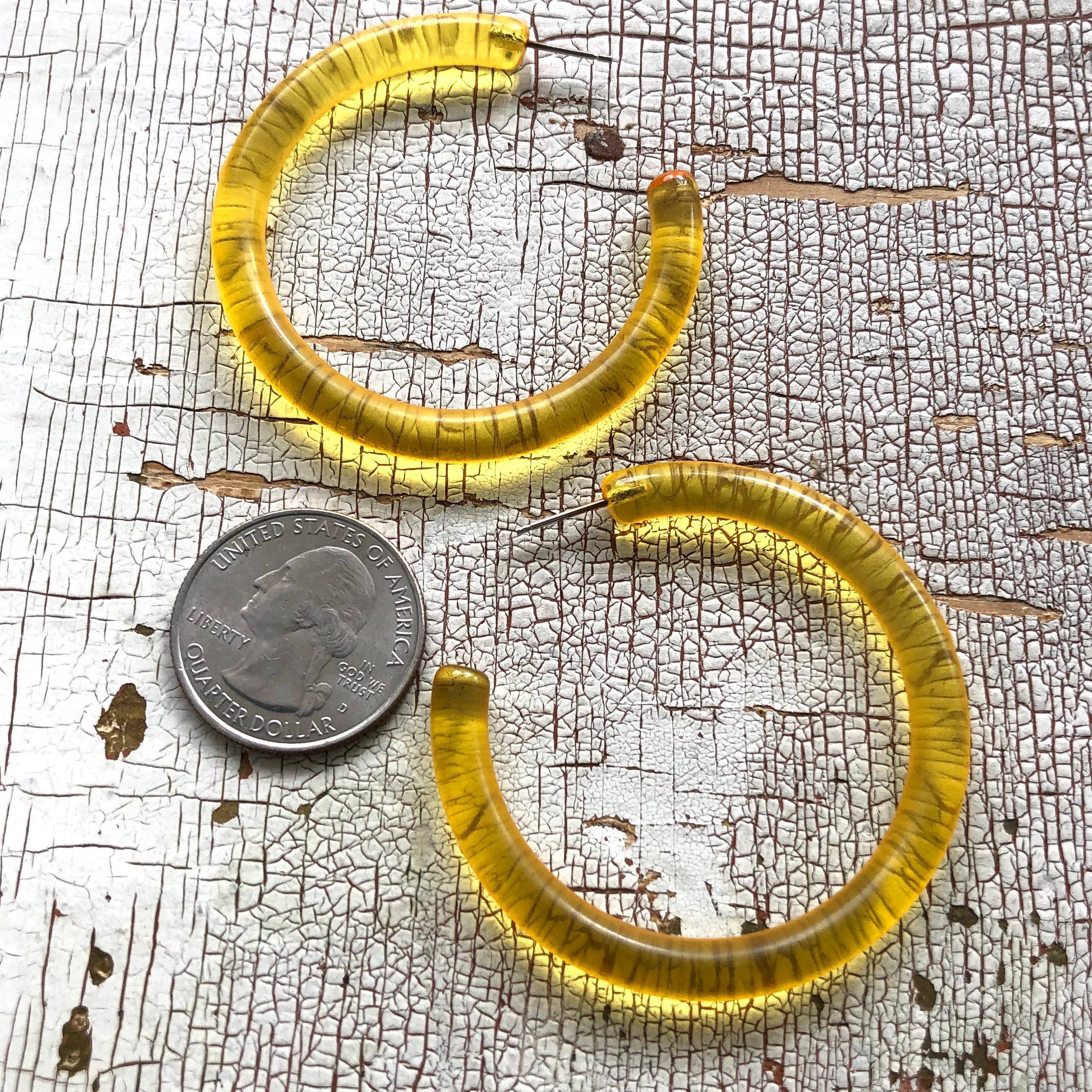 Leetie Lovendale - Wholesale Hoop Earrings - Yellow Lucite Extra Large Jelly Tube Hoop Earrings - 2 inch5