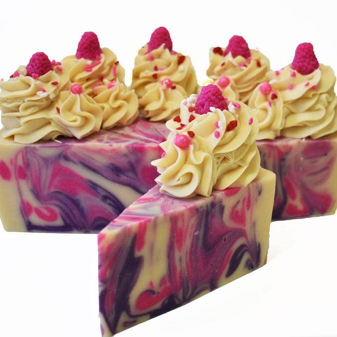 Indulgence Bath Bakery - Wholesale Bar Soap - Black Raspberry Vanilla Soap Cake Slice